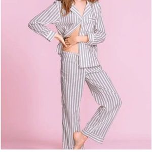Sparkly gray iconic Y2K Victoria’s Secret striped pajamas set, SIZE SMALL